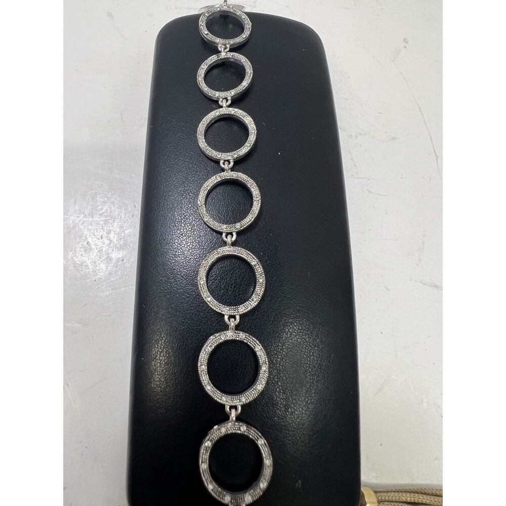 Etienne Aigner Open Circle Link Chain Toggle 8" Bracelet Silver Vintage